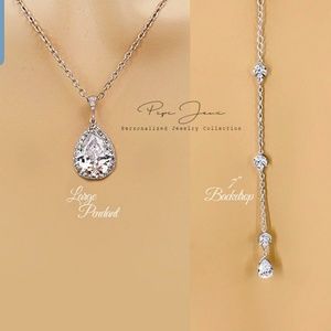 Zirconia tear drop necklace